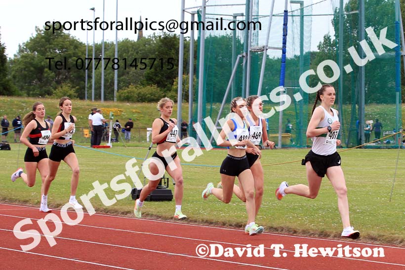 Womens under-20s 1500 metres, 2022 Northern Senior and Under-20 Champs., Wavertree Athletics Centre, Liverpool. Photo: David T. Hewitson/Sports for All Pics